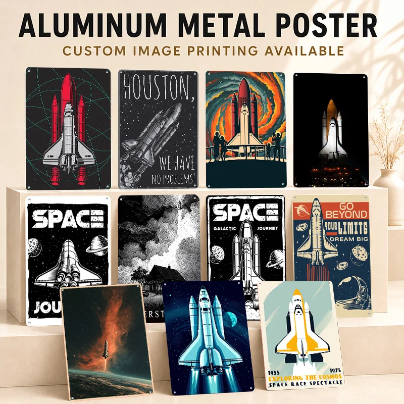 Space Shuttle Printed Posters Customized Metal Sign Deep Universe Graphic Wall Art Ideal For Classroom Hallway And Explorers
