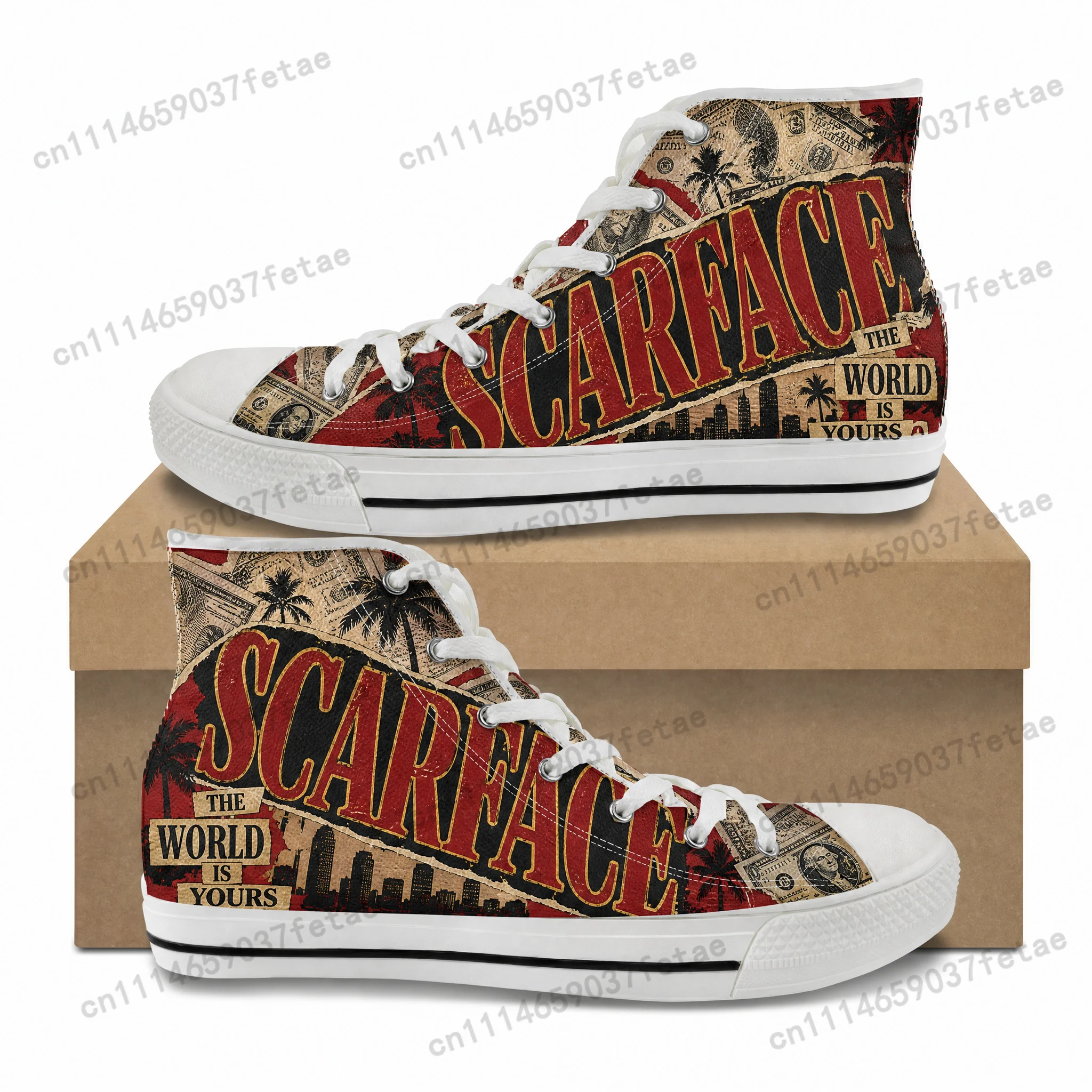 Scarface - Zapatillas Deportivas de Lona de Alta Calidad para Adolescentes, Hombres y Mujeres, Estilo Ghana, para Senderismo, Casuales, Personalizadas
