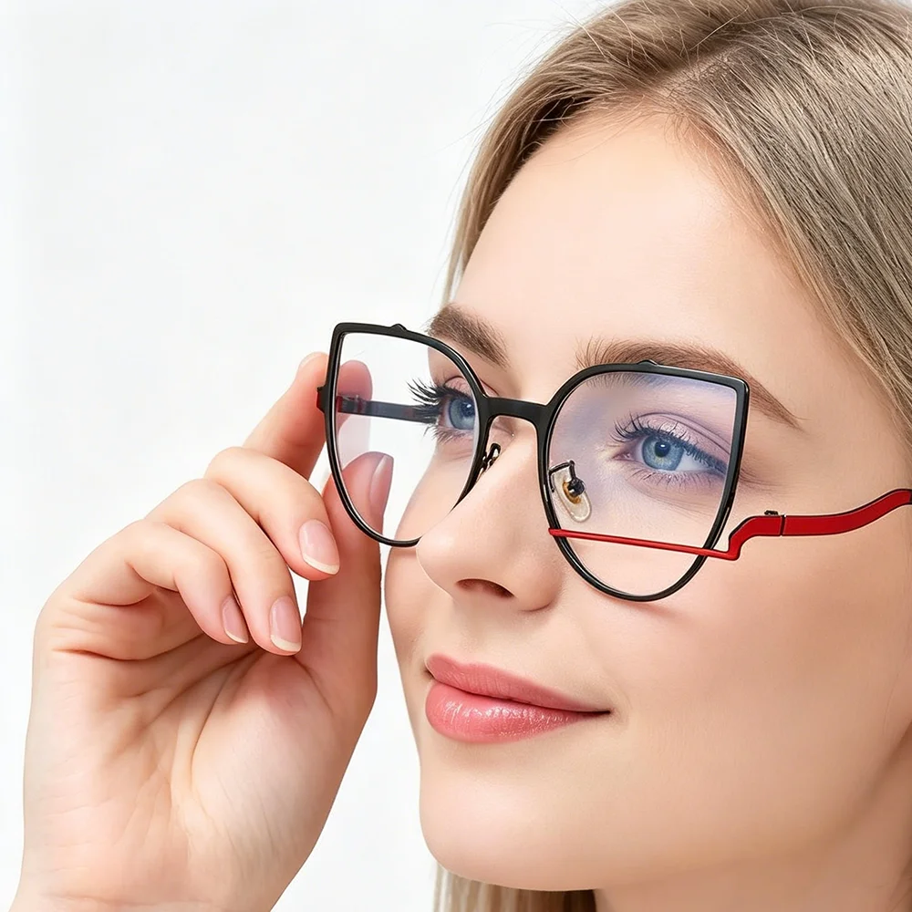 Women'S Fashion Glasses Non Prescription - Anti Blue Light Glasses Metal Large
