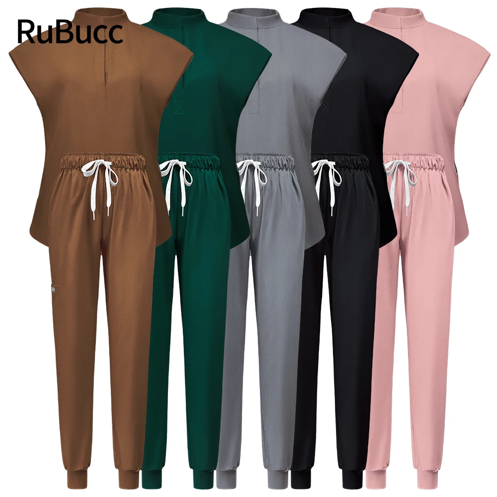 High Quality Spa Uniforms Unisex V-Neck Work clothes Pet grooming institution Scrubs set Medical suits clothes Scrubs Tops Pants