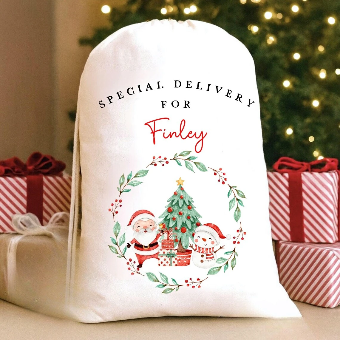 

Personalised 30x40cm Baby’s 1st Santa Sack Christmas Bag Custom Baby Gift & Christmas Eve Gift for Baby for Kids Decoration