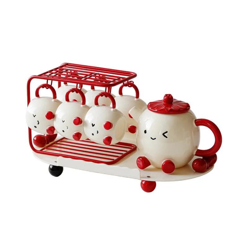 Cute ceramic cup high value gift box tea set household teapot mark birthday gift girl Cute tea set