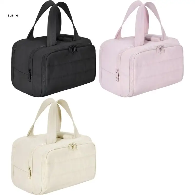 

X7YA Elegant Toiletry Travel Case With Convenient Top Handle Wide Opening Wash Bag Perfect For Organizing Beauty Products