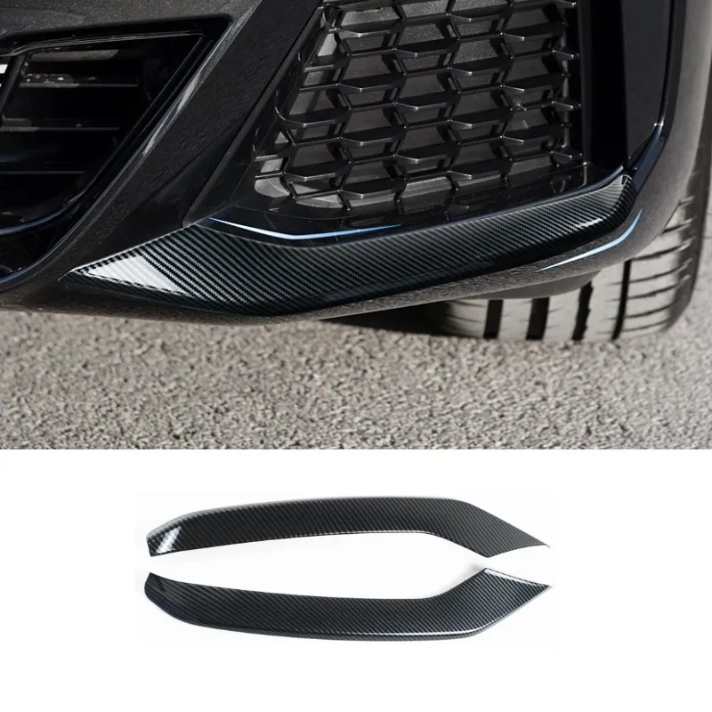 

Car Carbon Fiber Color Front Bumper Fog Lamp Grille Lip Cover Trim Strips Sticker For BMW 5 Series G30 2021 Exterior Accessories