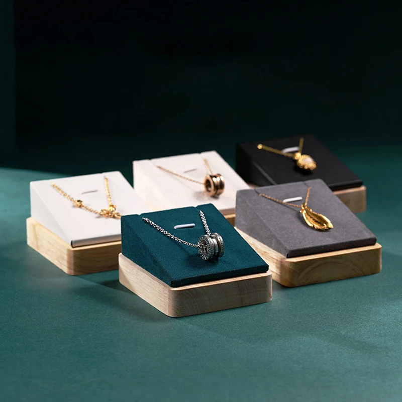 

New Wooden Jewelry Pendant Necklace Display Stand Holder PU Velvet Women Shopwindow Wedding Organizer Trays Box jewelry box