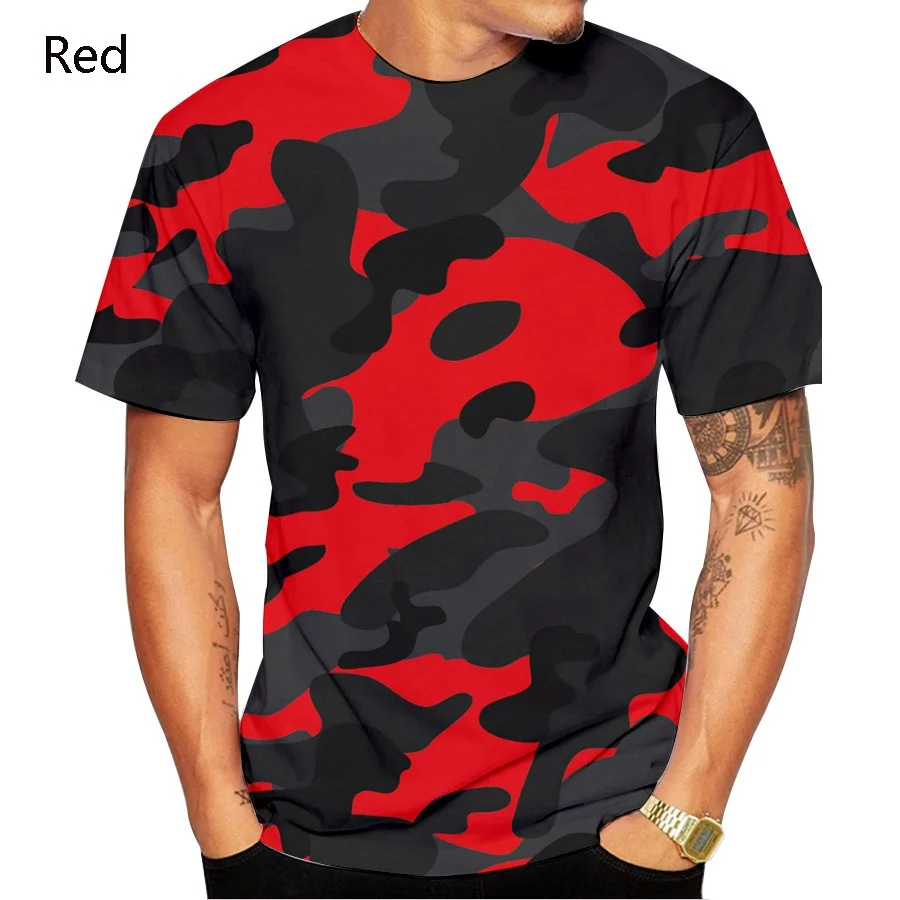 2023 Summer New Men Casual Fashion Camouflage Printing 3D T-Shirt Short Sleeve Tops Size Xs-5Xl