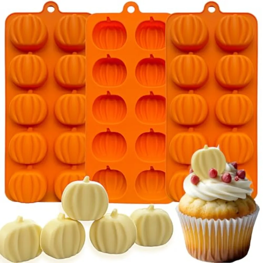 

3Pack Pumpkin Chocolate Mold.Fall Silicone Candy Mold Pumpkin Ice Cube Molds Thanksging Baking Molds for Jello Soap Candle Cake