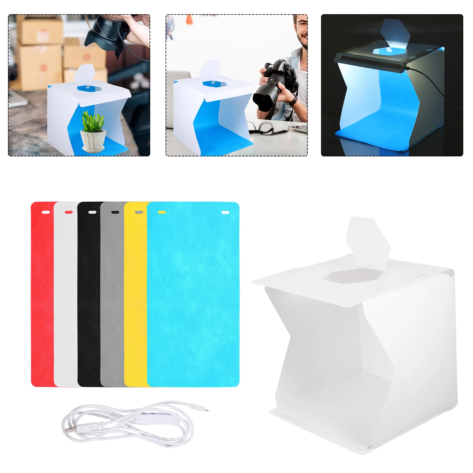 

6pcs LED Photography Studio Light Box Foldable Mini Kit USB Powered Waterproof ABS Material Frosted PP Diffuser High CRI LED