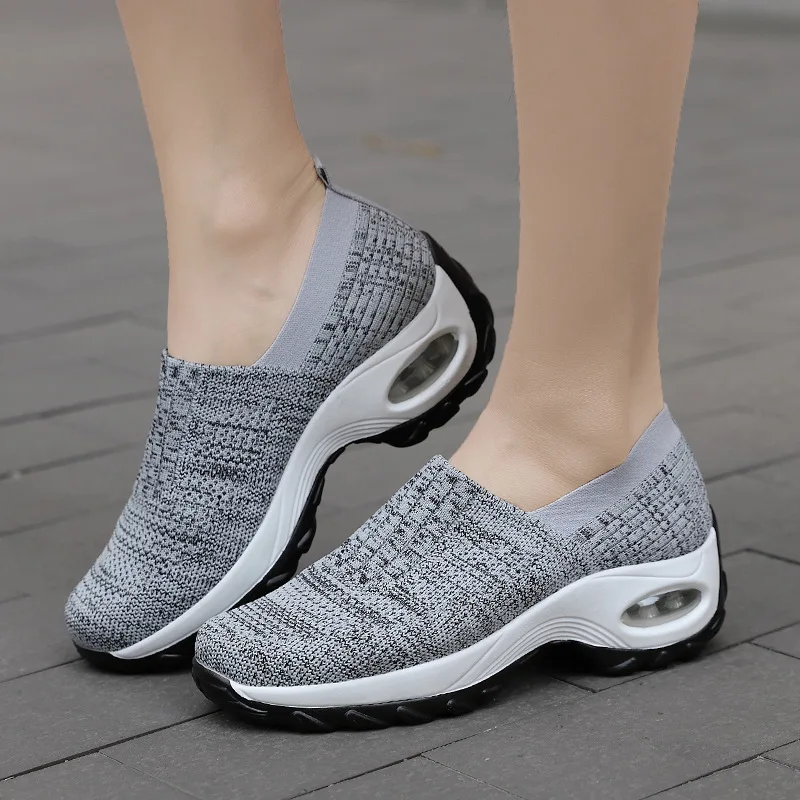 New Women Fashion Sneakers Shoes Stretch Fabric Woman Flat Platform Shoes Round Toe Casual Loafers Shoes Ladies Breathable