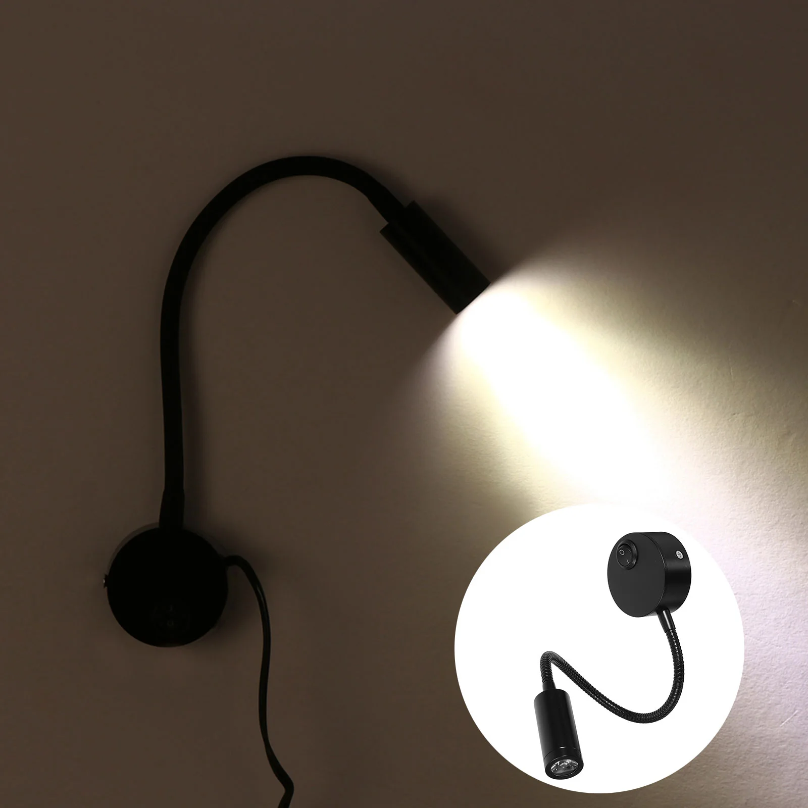 

2 Pcs Indoor Office Neck Reading Light Operated Wall Lights for Rope Bed