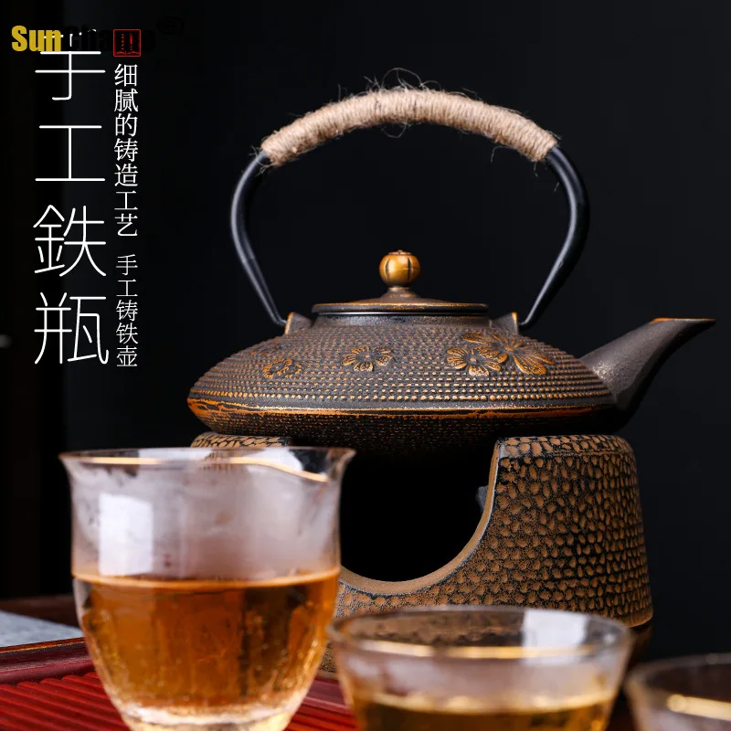 900ml Cast Iron Cherry Blossoms Kettle Teapot Accessories Set House Decor for Friends Family Wedding Lovers Kung Fu Tea Set