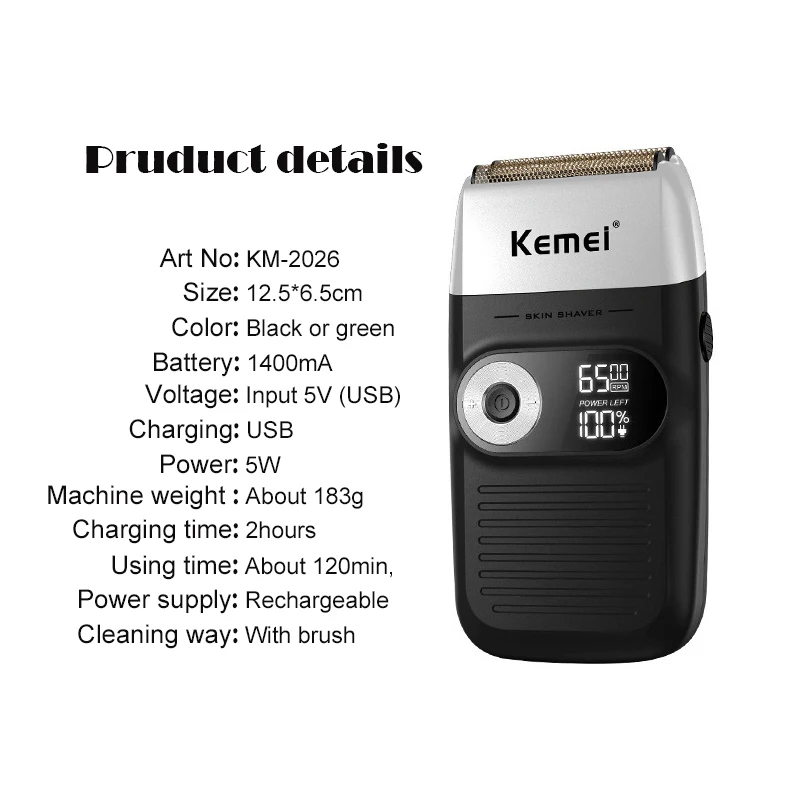 Kemei 2026/2027 Electric Shaver Men Rechargeable Beard Shaver Electric Razor Floating Barber Hair Trimmer Face Shaving Machine