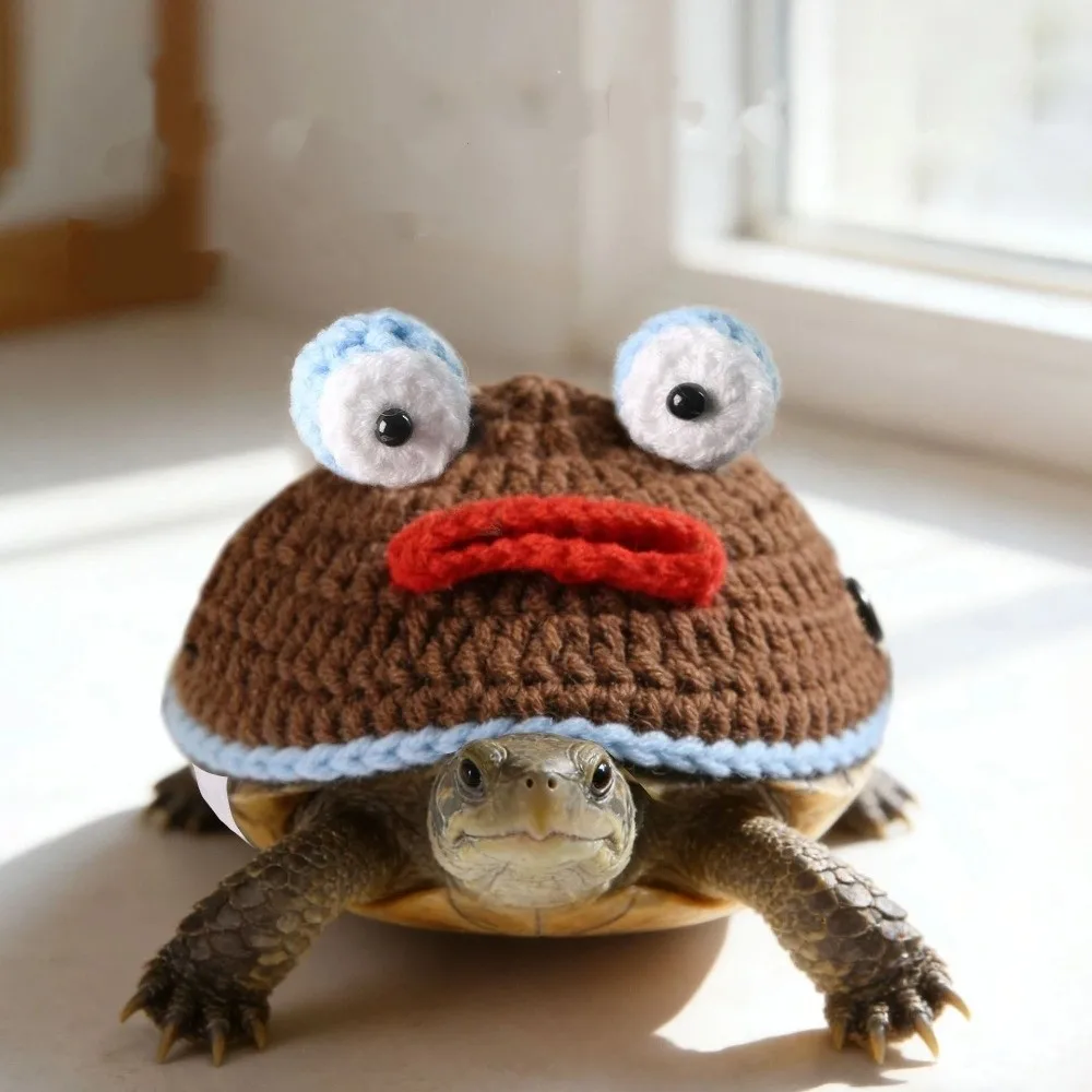 Warm Knitted Turtle Sweater Adjustable Strap Comfortable Fit Pet Tortoise Clothes Handmade Unique Small Animal Outfit view 5