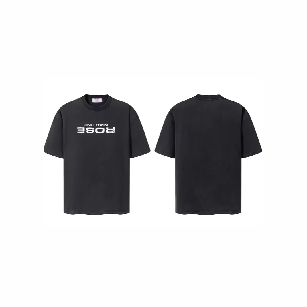 

Martine rose inverted print lettering distressed washed vintage loose T-shirt for both men and women, trendy