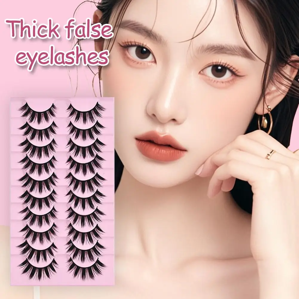 Grote Capaciteit 10 Pairs Dikke Valse Wimpers Dramatische Uitbreiding Faux Wimper 3D Cosmetica Nep Nertsen Cils Make Dikke Lash G8C0