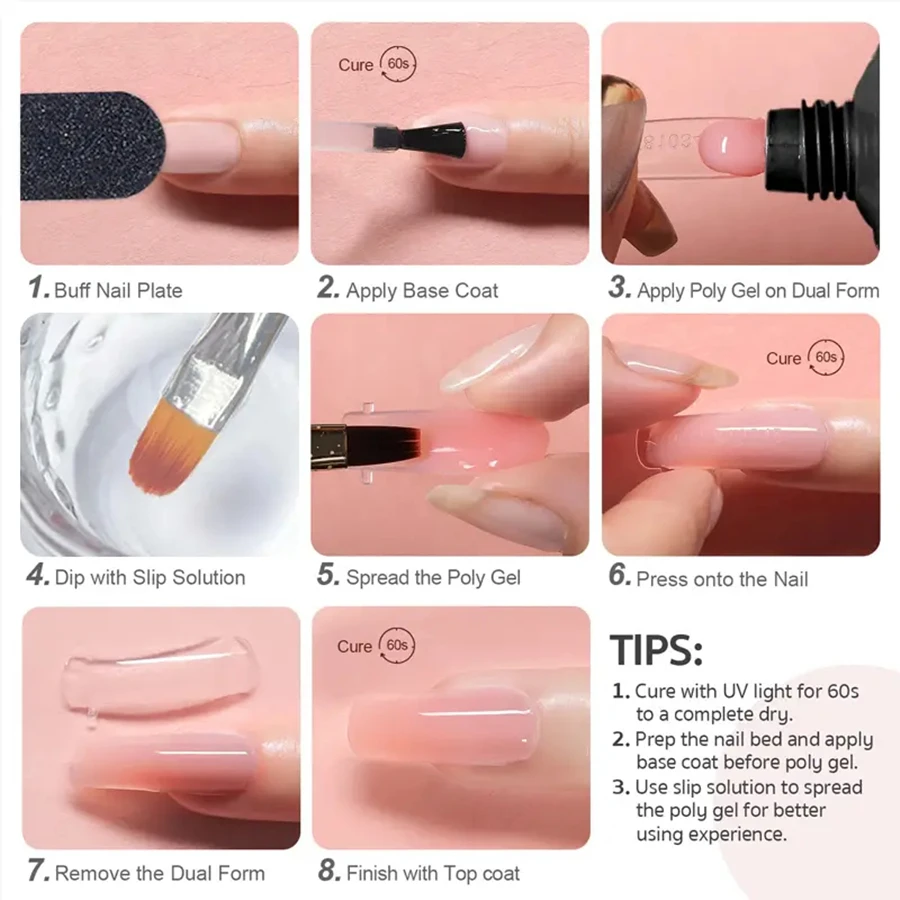 Poly Extension Gel Kit 6 Colors All Seasons Collection Nail Lamp Slip Solution Base Top Coat Nail Extension Building Complete