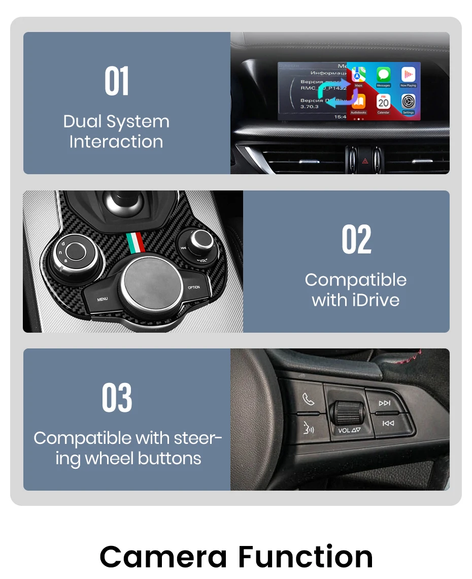 Junsun Wireless CarPlay Android Auto Interface Adapter für Alfa Romeo Stelvio Giulia 2017-2020 AirPlay Mirror Link Funktionen – Detail 8