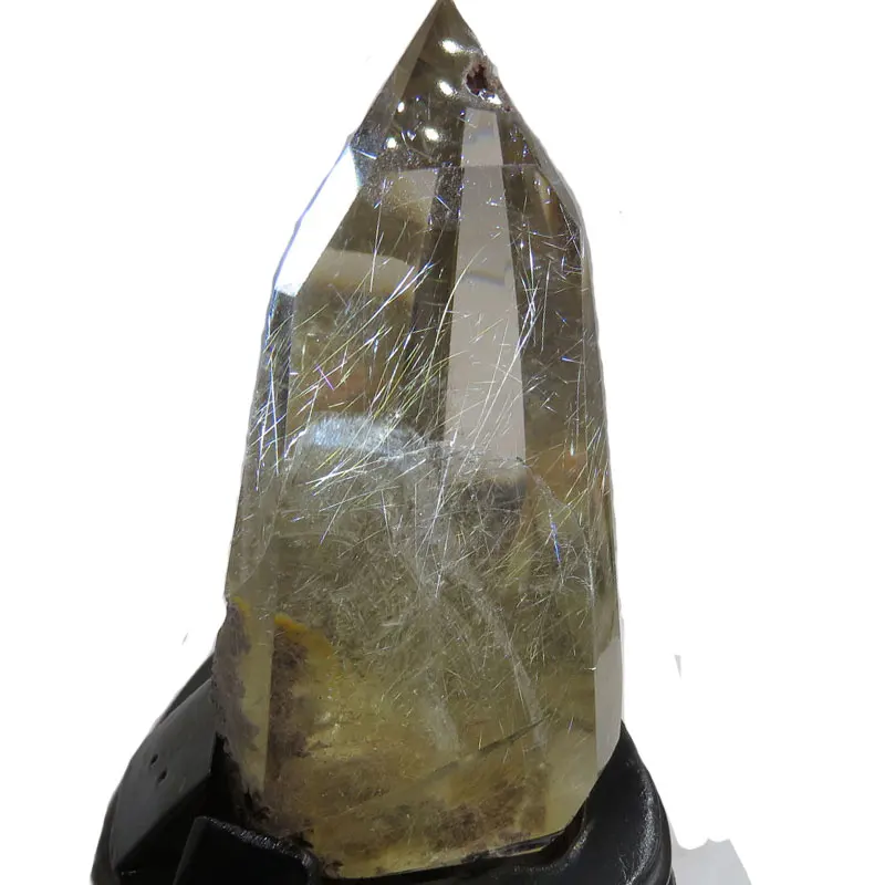 RARE ! 484g Natural Smoky Rutile Rutilated Hair Crystal Rainbow Wand Tower Point Fengshui Specimen 2023