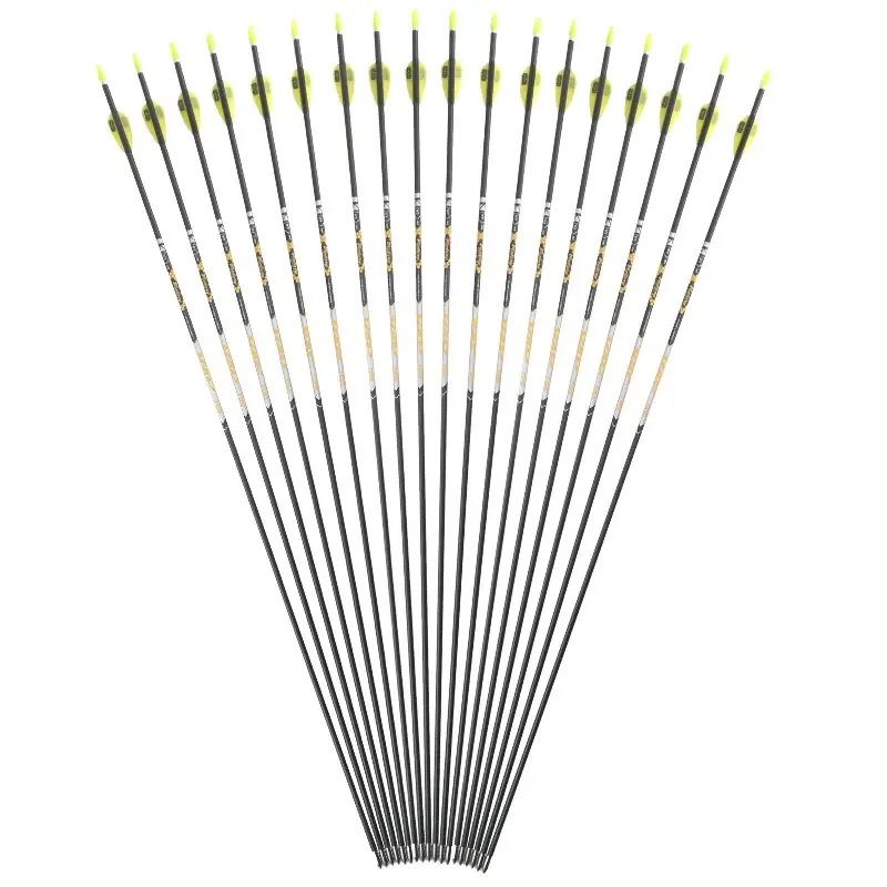 Archery Pure Carbon Arrows shaft ID4.2mm Spine350-900 Stainless Steel Points for Compound Recurve Bow Longbow Archery Hunting