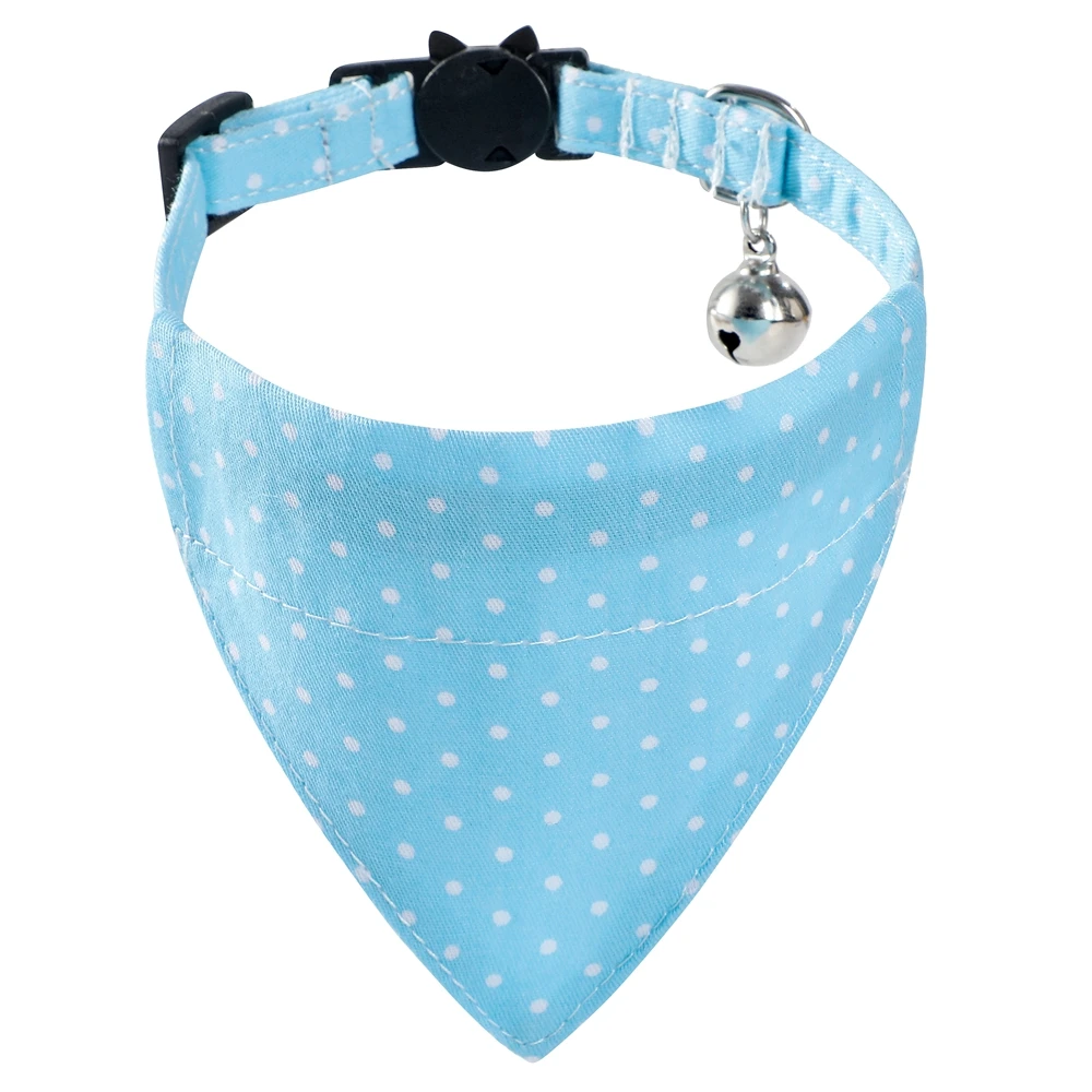 Adjustable Dot Collar for Kitten and Cat, 100% Cotton, Bandana, Scarf, Bibs, Bell, Adjustable Pet Accessories, Chihuahua, Yorkie