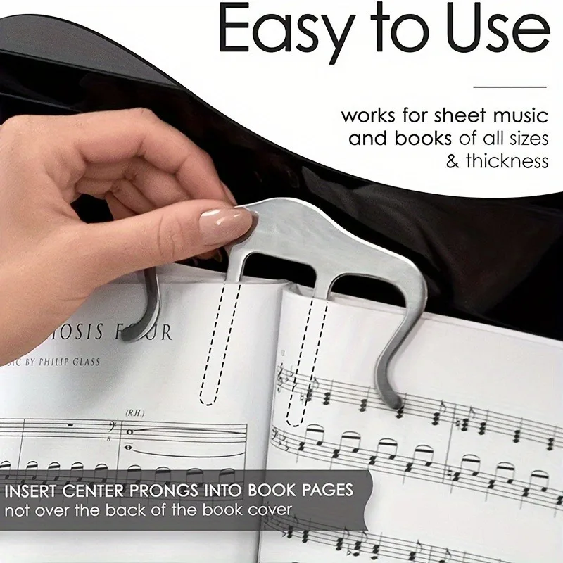 Clip grande para libros de música, contiene y muestra sin esfuerzo de partituras para una fácil lectura, perfecto para piano, guitarra y así suces, 1 ud.