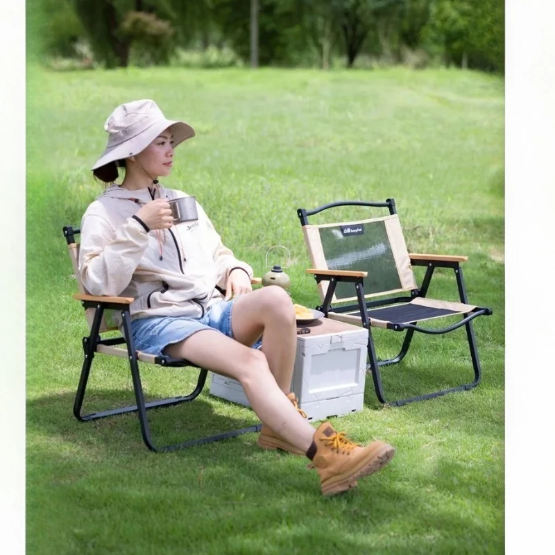 

Сетчатый стул Kermit для кемпинга, портативный стул из алюминиевого сплава, деревянное зерно, уличный складной стул, оборудование для кемпинга