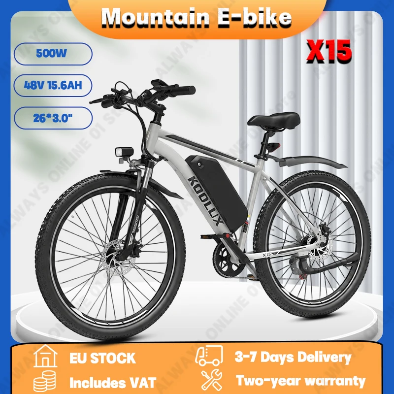 Erwachsenen-Offroad-E-Bike 500W Motor 48V 15,6Ah Abnehmbarer Akku 26-Zoll-Reifen Urbanes Pendler-Elektrofahrrad Elektro-Mountainbike
