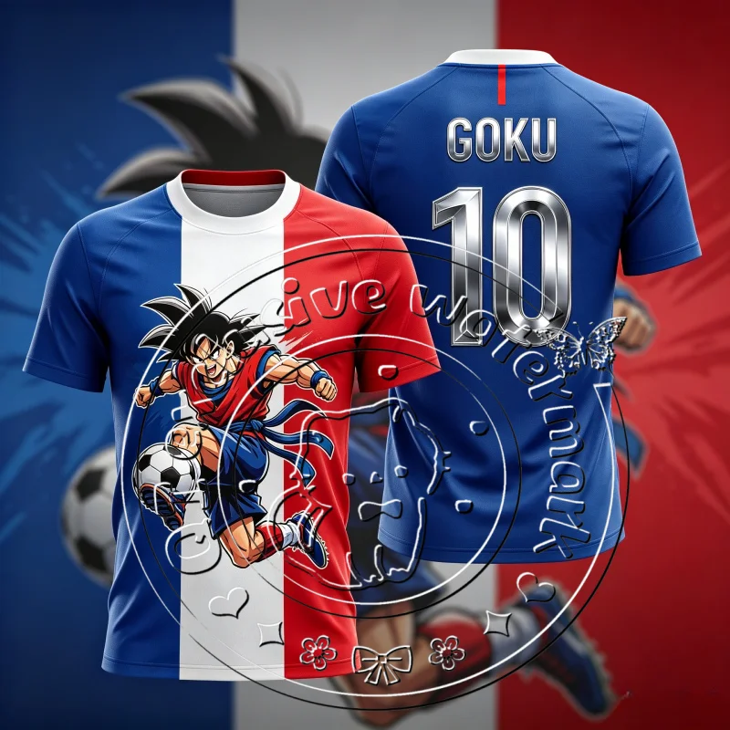 2026 New Goku Soccer Uniform 3D Printed Quick Dry Sports T Shirt Unisex GOKU No.10 Athletic Training Streetwear Short Sleeve Top