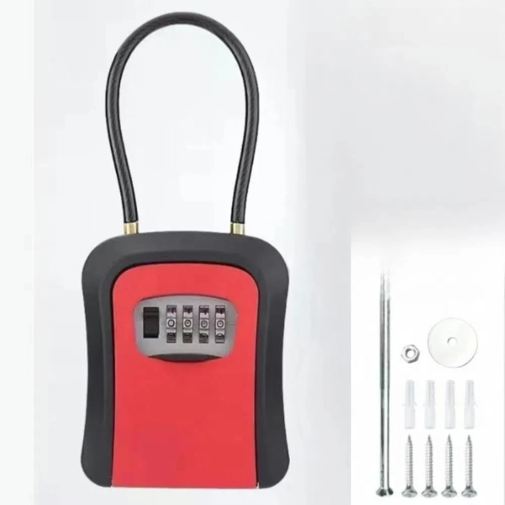 

Новый чехол для хранения ключей из стальной проволоки, 4-значный код, подвесной дизайн, органайзер для ключей, водонепроницаемый ящик для ключей с паролем, уличное использование