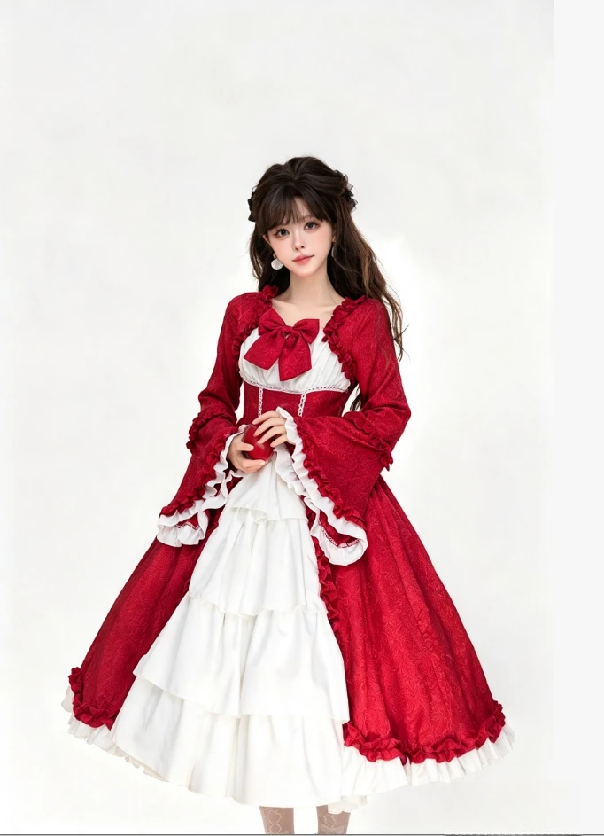 S-5XL Elegantes mittelalterliches Retro-Gothic-Hof-Lolita-Kleid, Ballkleid, quadratischer Ausschnitt, taillierte Passform, Schleife, Damen-Kostüm, Vestido-Kleid – Detail 9