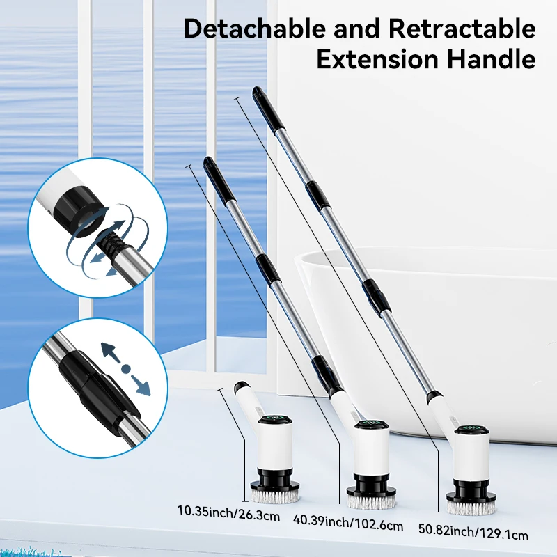 Electric Cleaning Brush Household Cleaning Device Wireless Power Spin Scrubber with 7 Brush Heads Rotary Scrubber with 2 Speeds