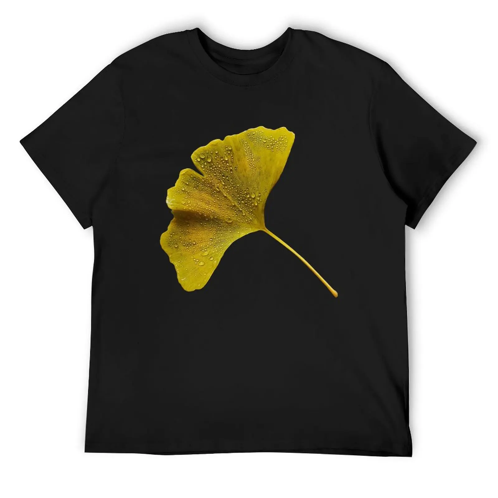 

Autumnal Waterdrop Ginkgo Leaf Gingko Art T-Shirt heavyweights vintage t shirts blanks black t-shirts for men