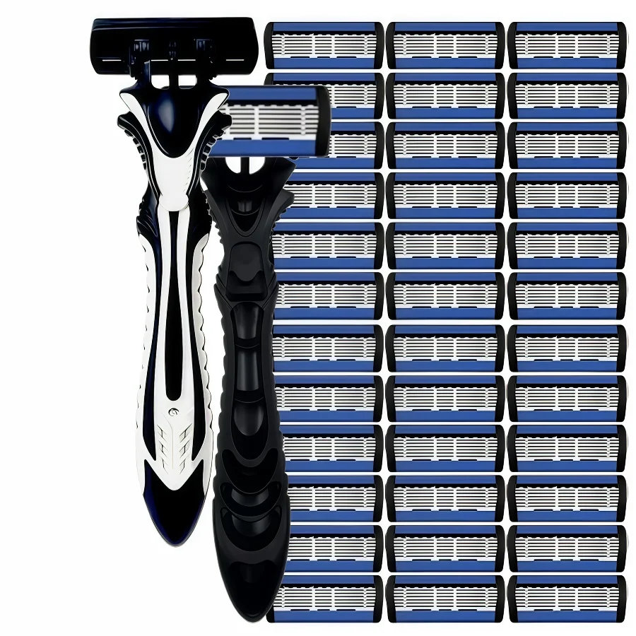 Razor Blades Men Shaving Razor For Men Face Hair Removal Sharp 6-Layer Shaver Blade Tool White Razor Holder