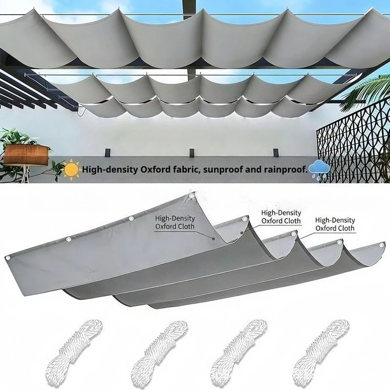 420D Oxford Fabric Retractable Outdoor Sun Shade Sail Waterproof UV Protection Pergola Shade Net For Courtyard Balcony Garden