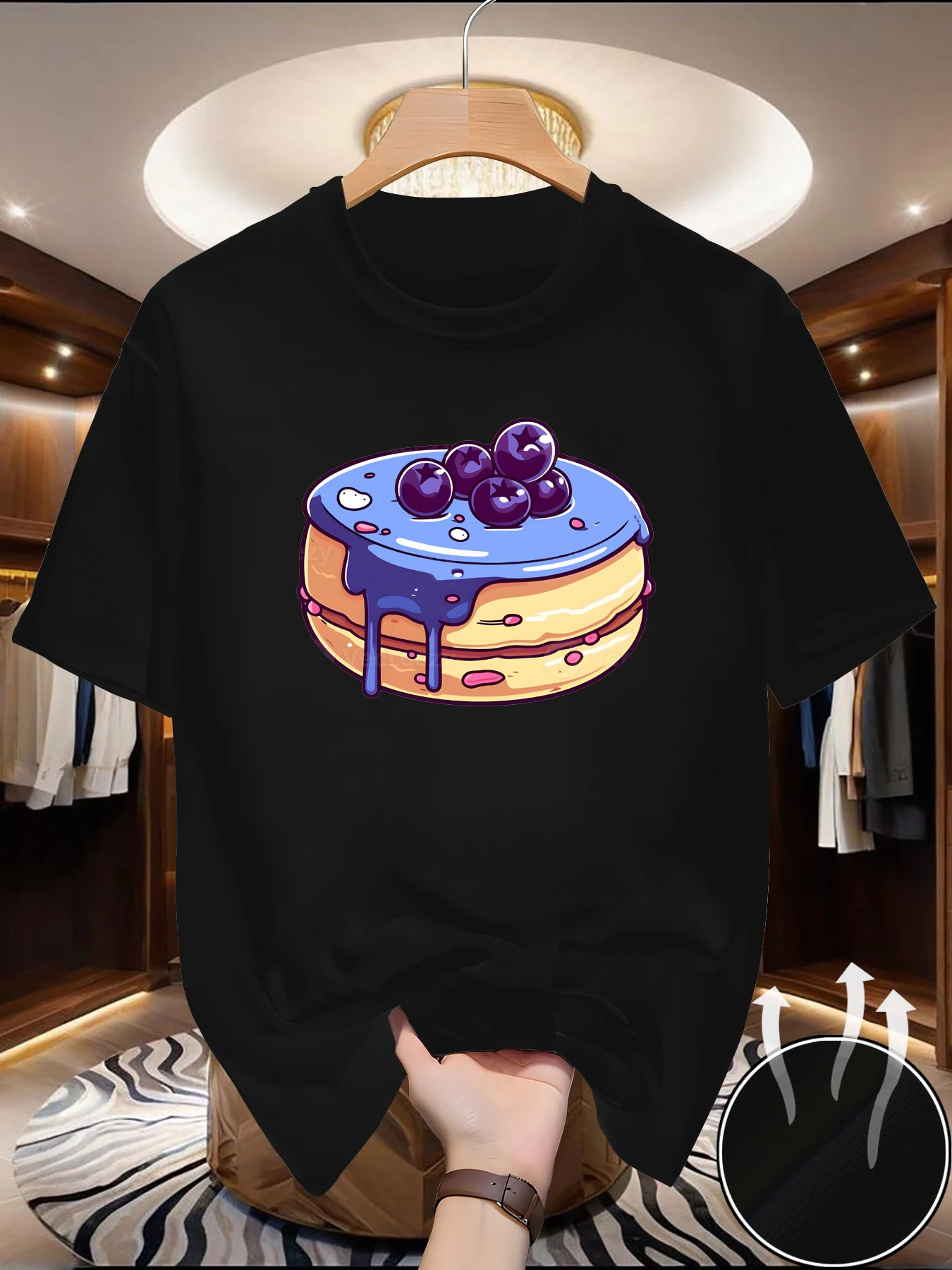 Sweet and trendy minimalist commuting cake design with printed short sleeves, summer youth fashion versatile T-shirt