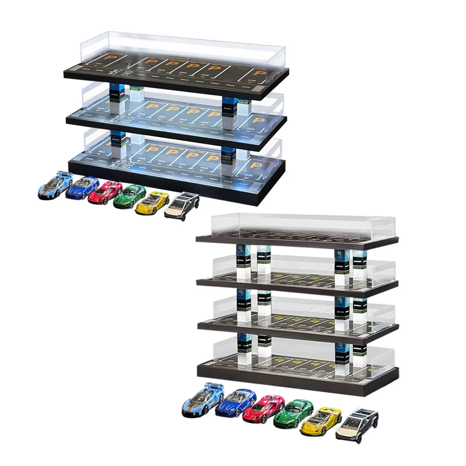 

1/64 Diorama Car Display Case Scenery with 6 Cars Mini Model Car Storage Box Alloy Car Model Toy Display Stand Desktop Decor