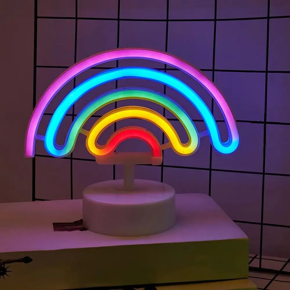 

Colorful LED Neon Sign Nightlight 3D Acrylic with Base Rainbow-shaped Neon Light Flicker Free Battery USB Dual-use