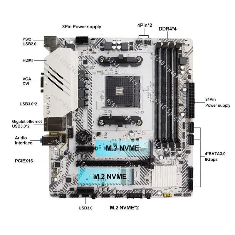 M-ATX Motherboard Classic B450 4 DDR4 Dual Channel AM4 M.2 NVME Desktop Motherboard (Support 5500/5600/5600G CPU) Brand New