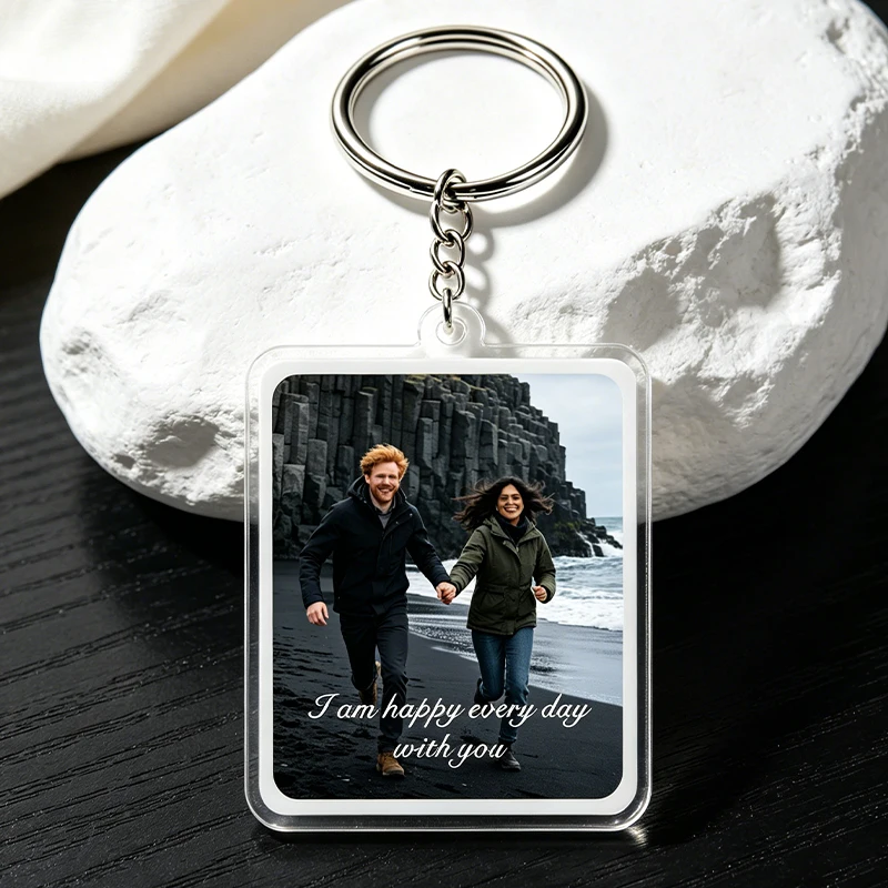 Personalized Acrylic Keychains Sweet Couple Romantic Gifts Custom Family Souvenirs Upload Picture Bag Charm Unique Keepsake