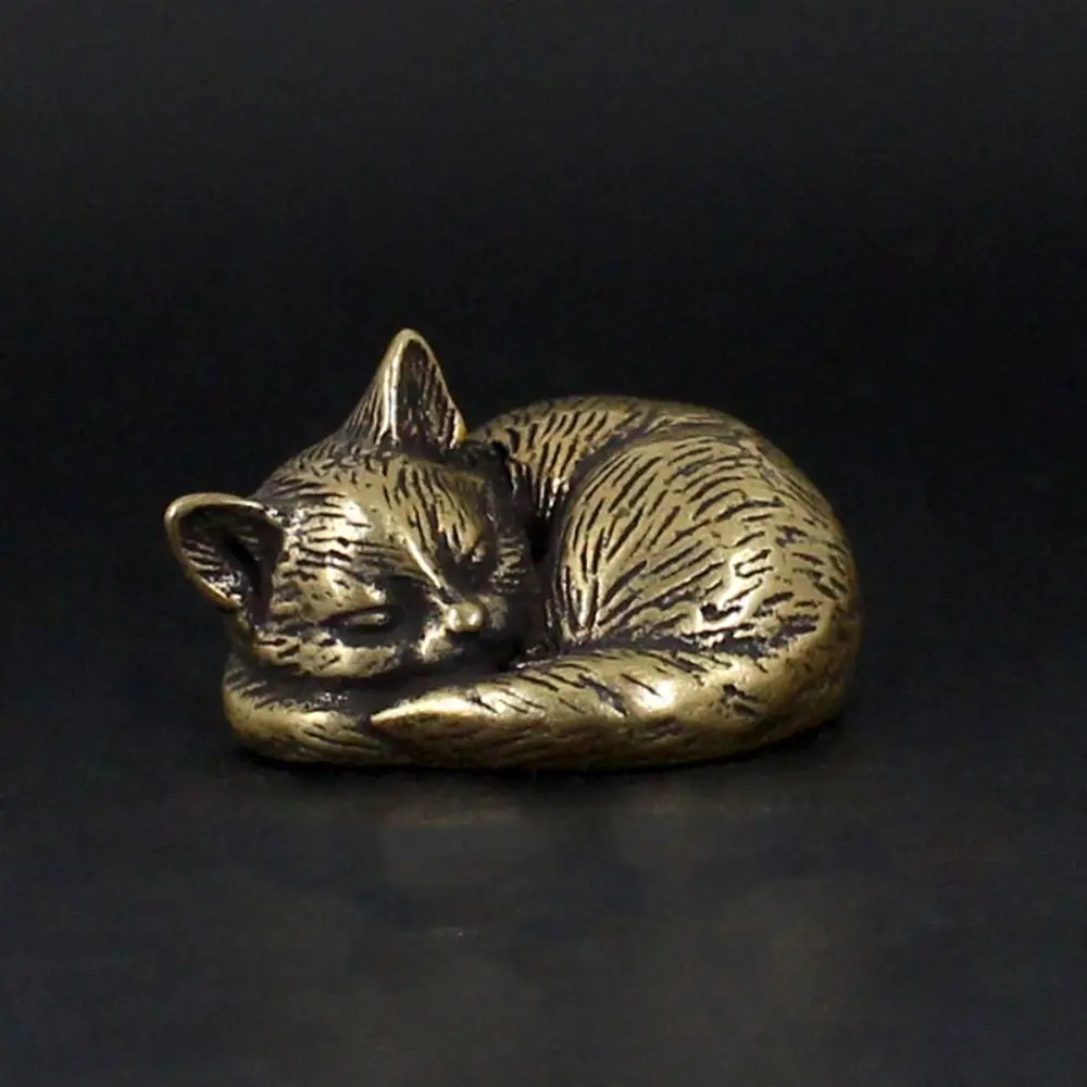 

Retro Cute Brass Small Cat Metal Statue Creative Tea Pet Simulated Exquisite Animal Figurines Toy Desktop Model Sculpture Gift