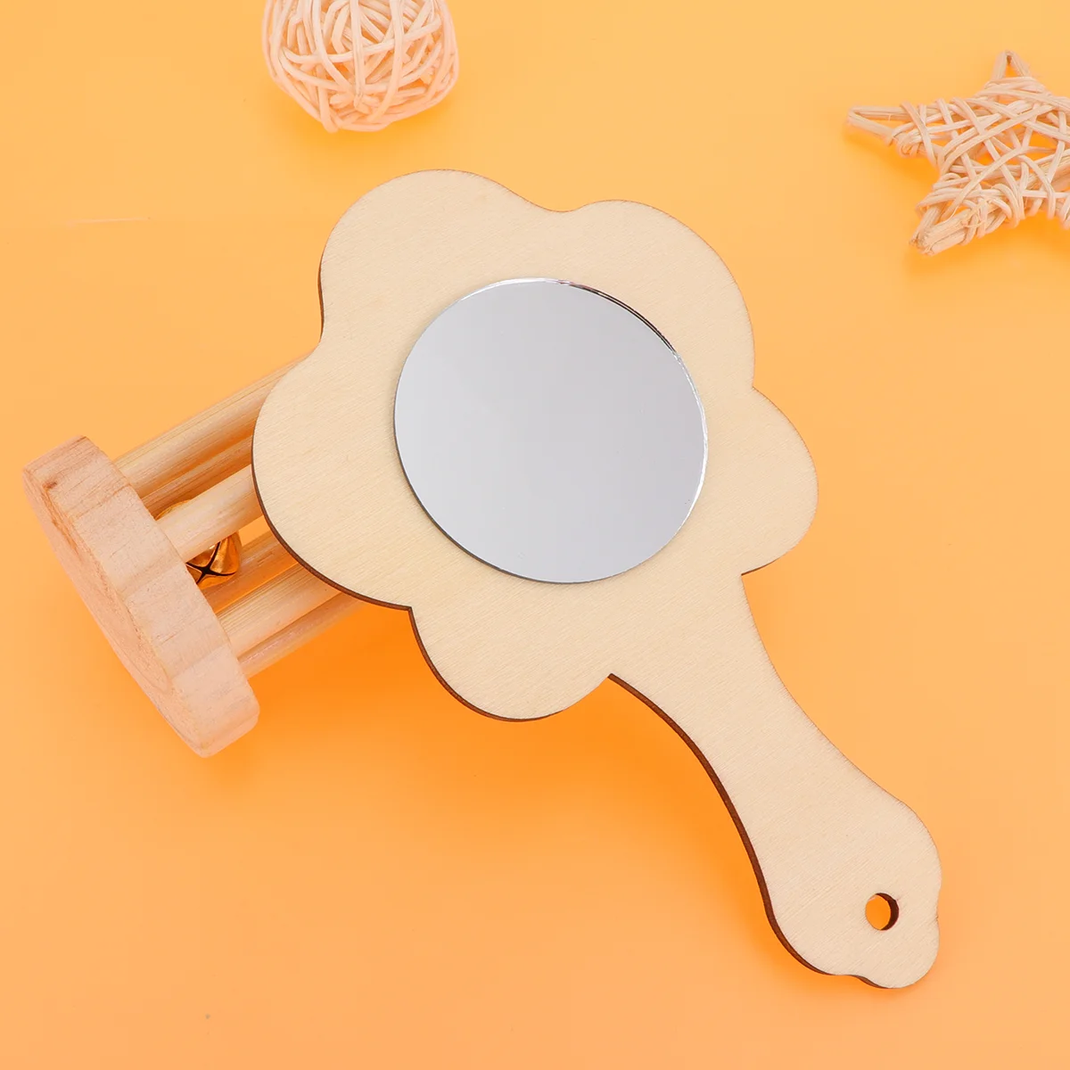 

10 Pcs Coloring Toys Mini Mirror Wooden Handheld Kids Educational Unfinished Natural Wood Craft Gift Party Decoration Safe