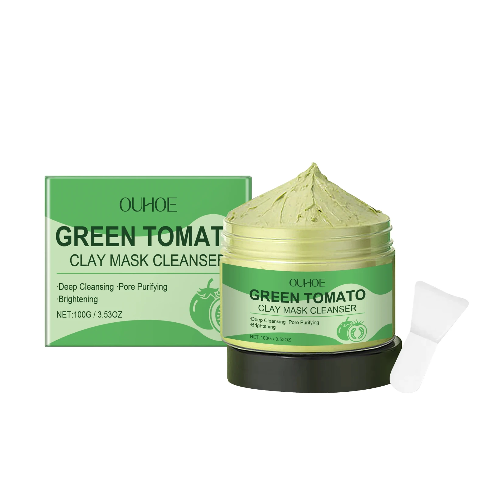 Mascarilla de arcilla de tomate verde natural 100 g: exfoliante, limpieza profunda y purificador de poros para todo tipo de piel
