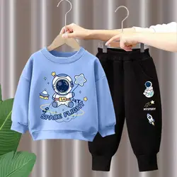 Autumn Children Boy Clothes Set Kid Girls Astronaut Printed Sweatshirts Pullover Top And Pants 2pcs Suit Long Sleeve Tracksuits