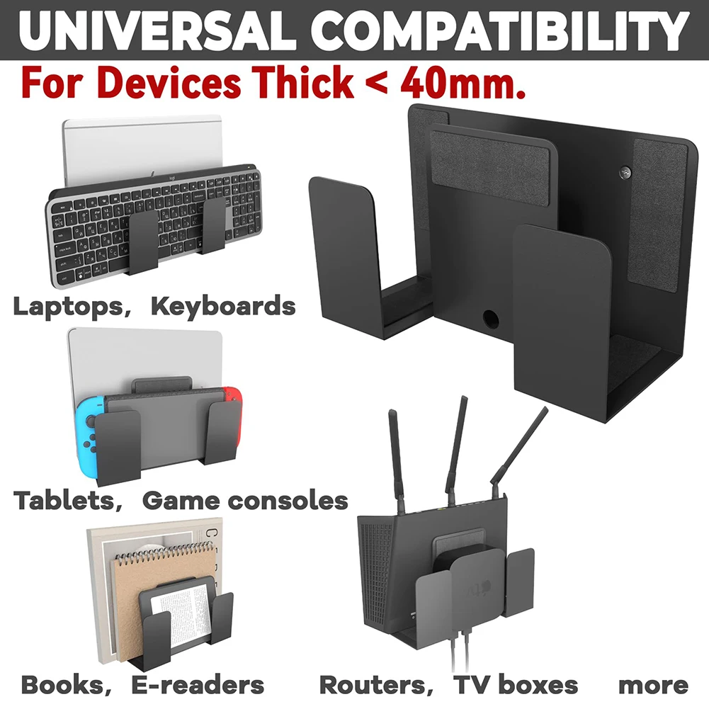 벽 마운트 금속 듀얼 레이어 디자인 벽 선반 거치대 정리함, 아이패드 노트북용 맥북, 킨들 브래킷, 아이패드 액세서리