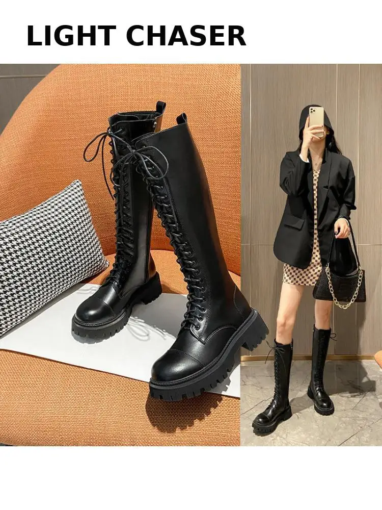 

2023 Winter New Thick -bottomed Knight Boots Round -headed Women Boots With Velvet Warming High Boots, But Knee Band Long Boots