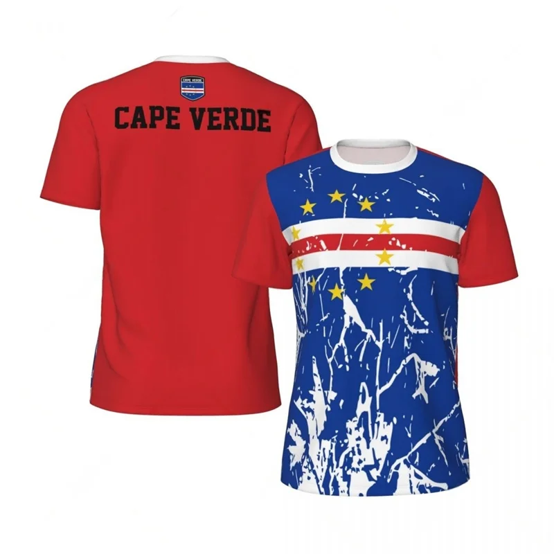 

Футбольная футболка Cape Verde, мужская летняя спортивная футболка с 3d принтом и короткими рукавами, уличные футболки для тренажерного зала и фитнеса, быстросохнущая футбольная футболка
