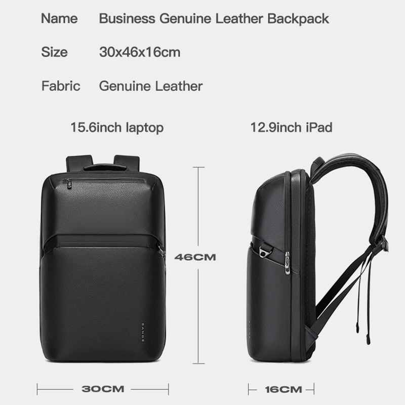 Leather Backpack Men Business Backpack Laptop 15.6 Inch Computer Bag Large Capacity Bag Male Backpack Fashion 2023 New BANGE