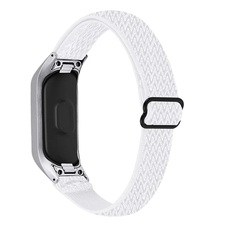 

Adjustable Elastic Wrist Band Soft Stretch Braided Nylon Loop Bracelet Strap Replacement for Samsung Galaxy Fit-e R375 - White