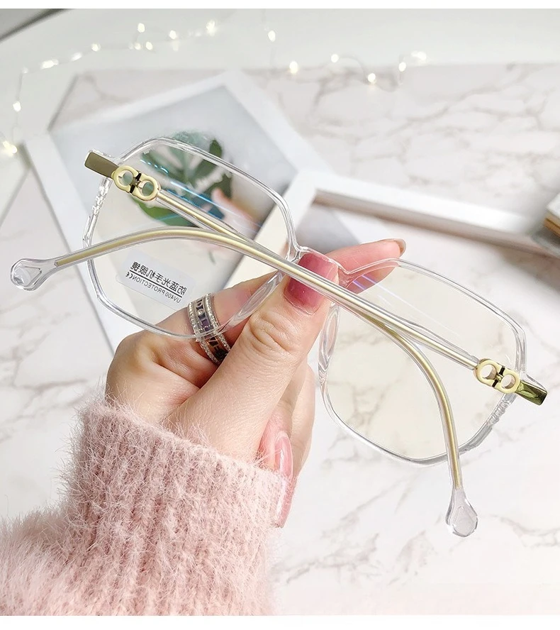 Modische Myopiebrille mit großem Rahmen, hochauflösende Anti-Blaulicht-Brille für Frauen, ultraleichte Computerbrille – Detail 10