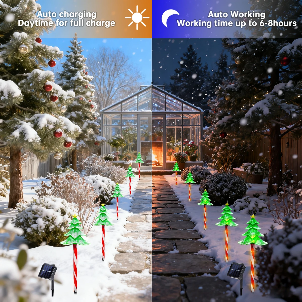 1 مجموعة من 5 شجرة عيد الميلاد الشمسية الأرض التوصيل ضوء 8 طرق شجرة عيد الميلاد أضواء الحلوى مثالية للفناء ساحة الحديقة تزيين في العطلة